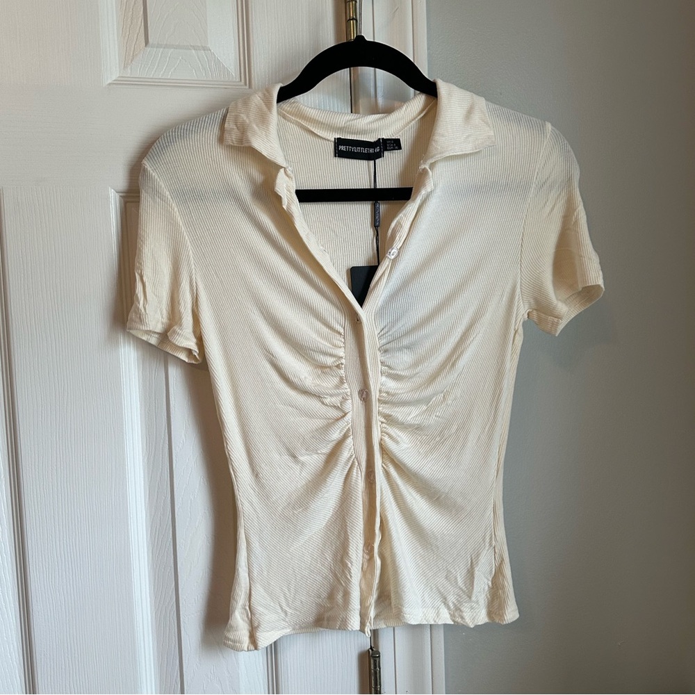 Ruched Button Down